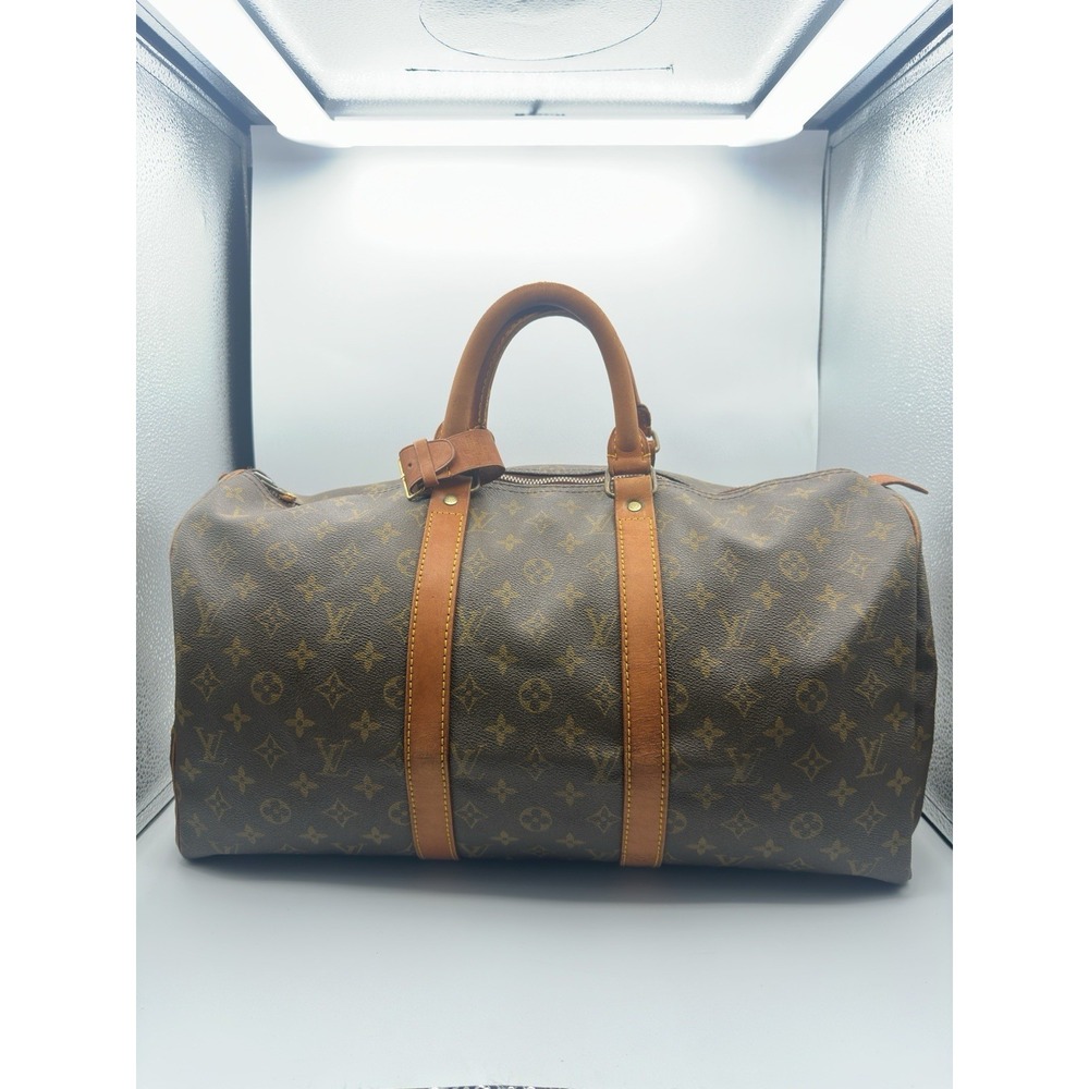 Louis Vuitton Keepall 45 Monogram Canvas Brown Travel Bag Vintage Duffle - Picture 5 of 16